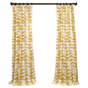 Katelyn Printed Cotton Twill Geometric Rod Pocket Single Curtain Panel