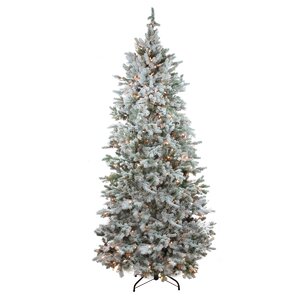 7.5' White/Green Spruce Artificial Christmas Tree with 500 Clear Lights with Stand