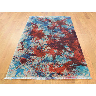 Blue Tie Dye Rug Wayfair One Of A Kind Brode Tie Dye Nepali Closeout Hand Knotted 3 X 4 10 Wool Red Blue Area Rug