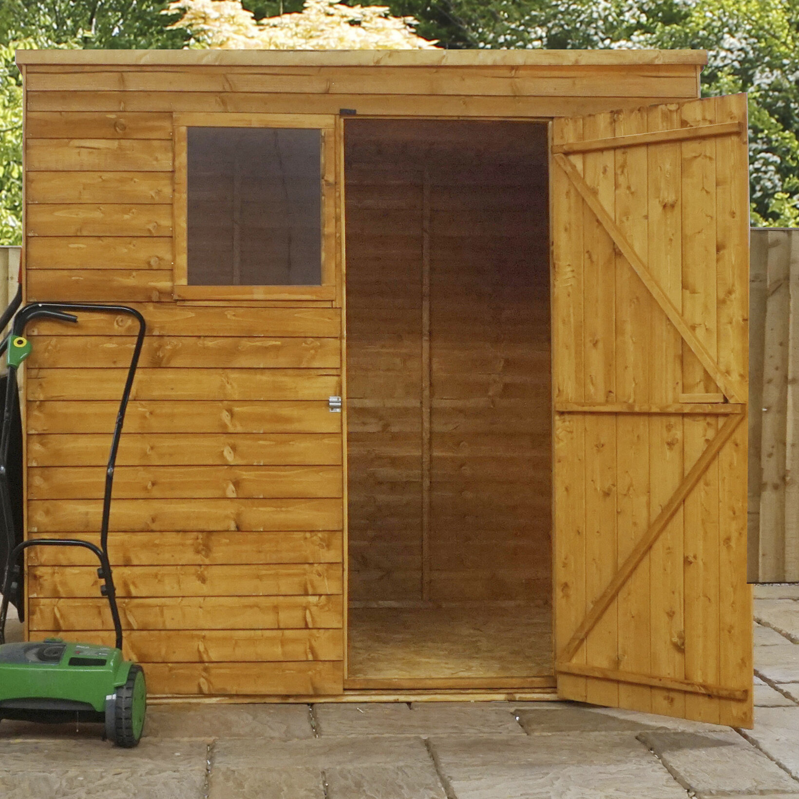 Mercia Garden Products 7 Ft W X 5 Ft D Overlap Pent Wooden Shed