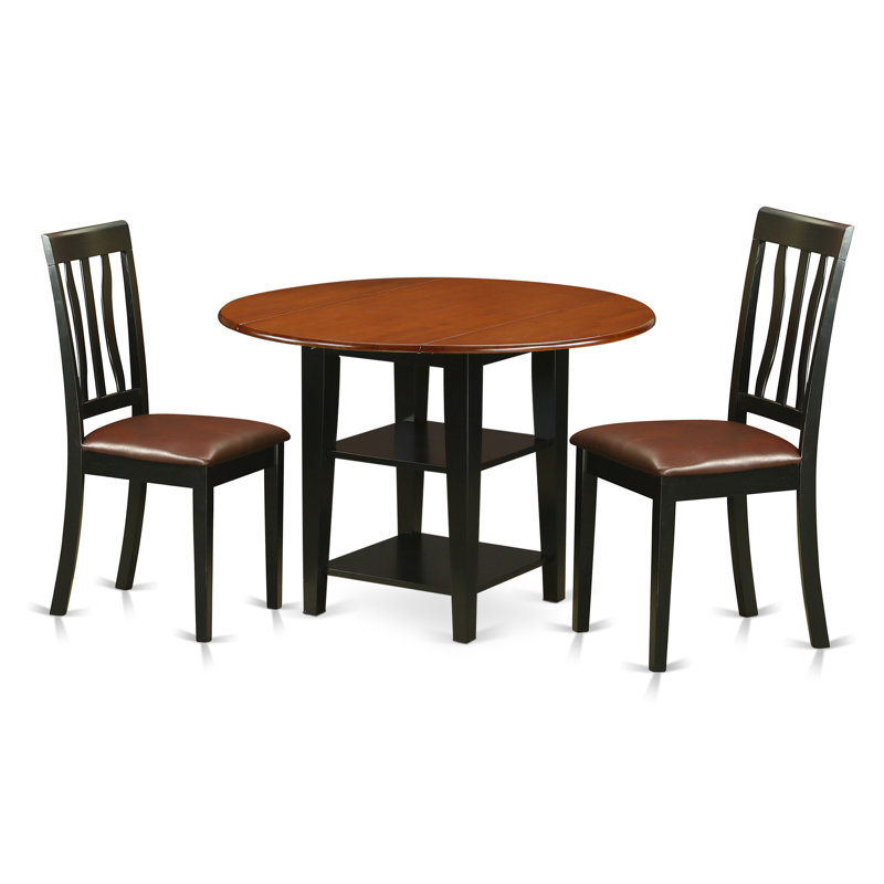 Charlton Home Tyshawn 3 Piece Drop Leaf Breakfast Nook Solid Wood Tyshawn 3 Piece Drop Leaf Breakfast Nook Solid Wood Dining Set