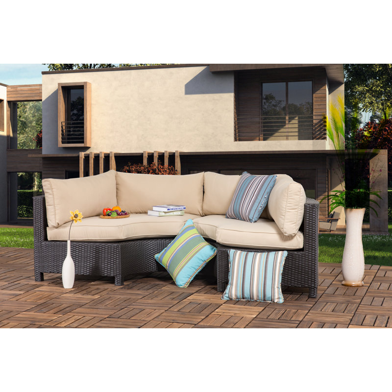 Gracie Oaks Zaina Outdoor 2 Pieces Curved Sofa Seating Group With Gracie Oaks Zaina Outdoor 2 Pieces Curved Sofa Seating Group With Cushions Wayfair
