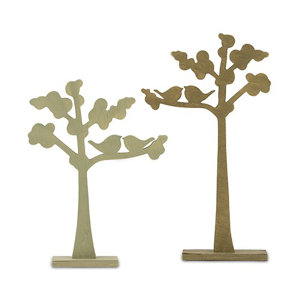 Shrewsbury Love Birds Die-cut Trees 2 Piece Wooden Sculpture Set