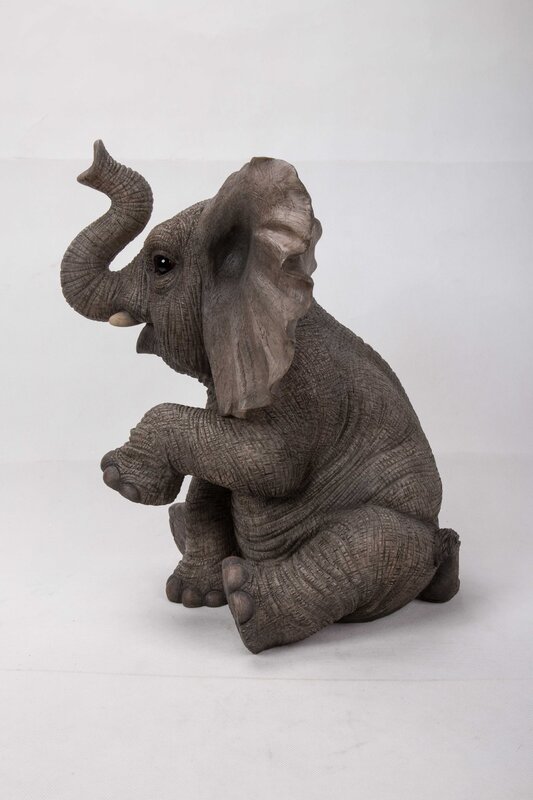 Hi-Line Gift Ltd. Sitting Elephant Baby with Trunk up Statue & Reviews ...