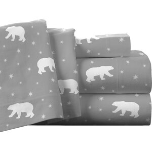 Polar Bear 100% Cotton Flannel Sheet Set