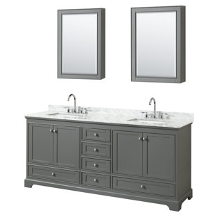 Double Vanity Medicine Cabinet Wayfair Deborah 80 Double Bathroom Vanity Set With Medicine Cabinet