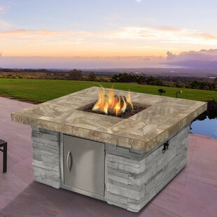 View Stucco and Tile Rectangle Steel Propane Fire Pit