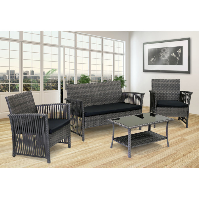 Sol Siesta Manhattan Beach 4 Piece Sunbrella Sofa Set With Cushions Manhattan Beach 4 Piece Sunbrella Sofa Set With Cushions