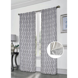 Anastasia Innovative Geometric Blackout Thermal Rod Pocket Curtain Panels (Set of 2)