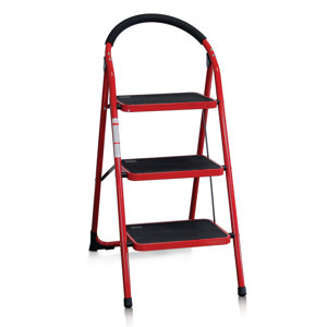 3-Step Steel Folding Step Stool with 200 lbs. Load Capacity