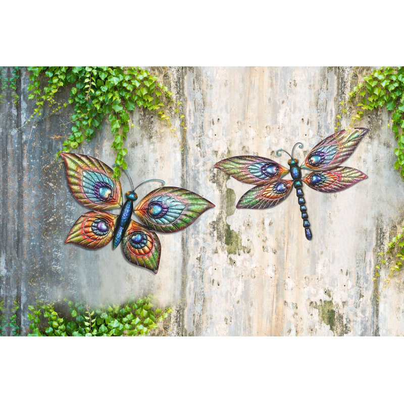 Red Barrel Studio 2 Piece Erfly And Dragonfly Outdoor Wall Decor 2 Piece Erfly And Dragonfly Outdoor Wall Decor Set