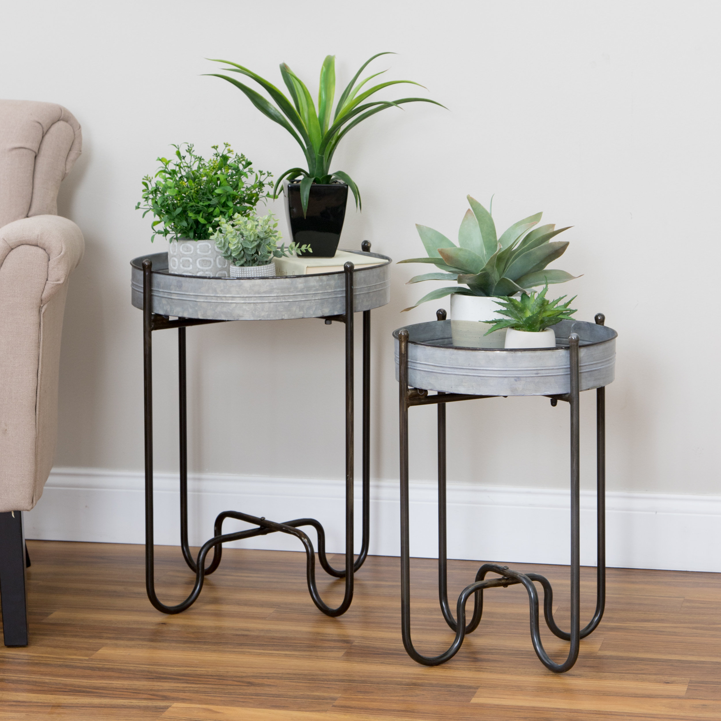 Williston Forge Dilley 2 Piece Metal Plant Table Set Reviews Wayfair