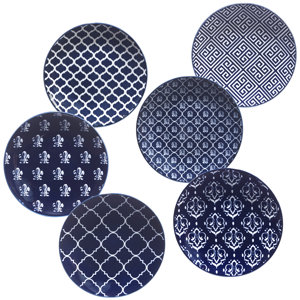 Clair Blue 6 Piece Dessert Plate Set