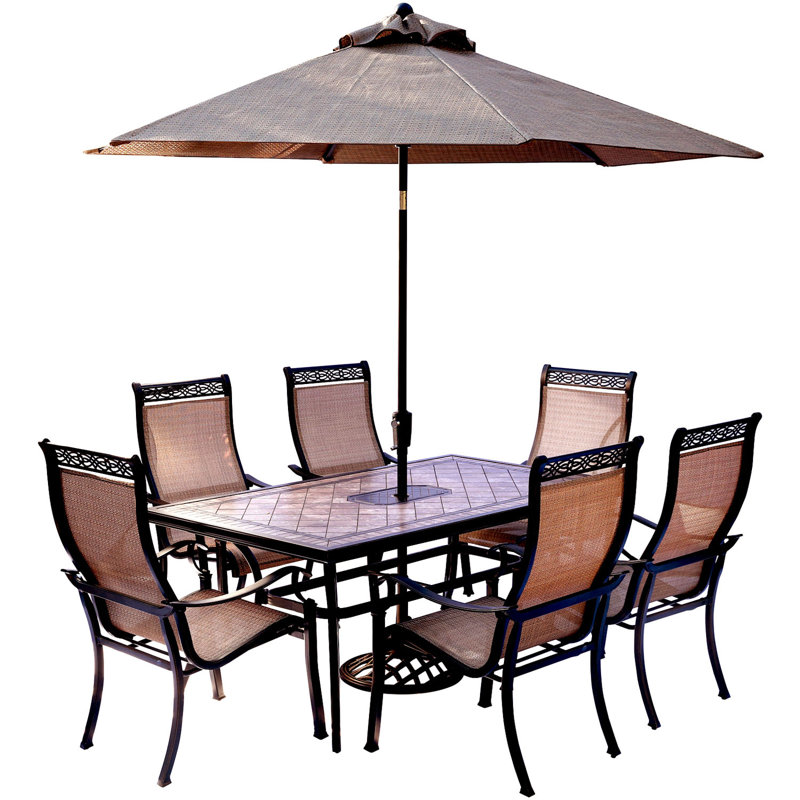 Fleur De Lis Living Bucci 7 Piece Dining Set With Table Umbrella And Fleur De Lis Living Bucci 7 Piece Dining Set With Table Umbrella And Stand Wayfair