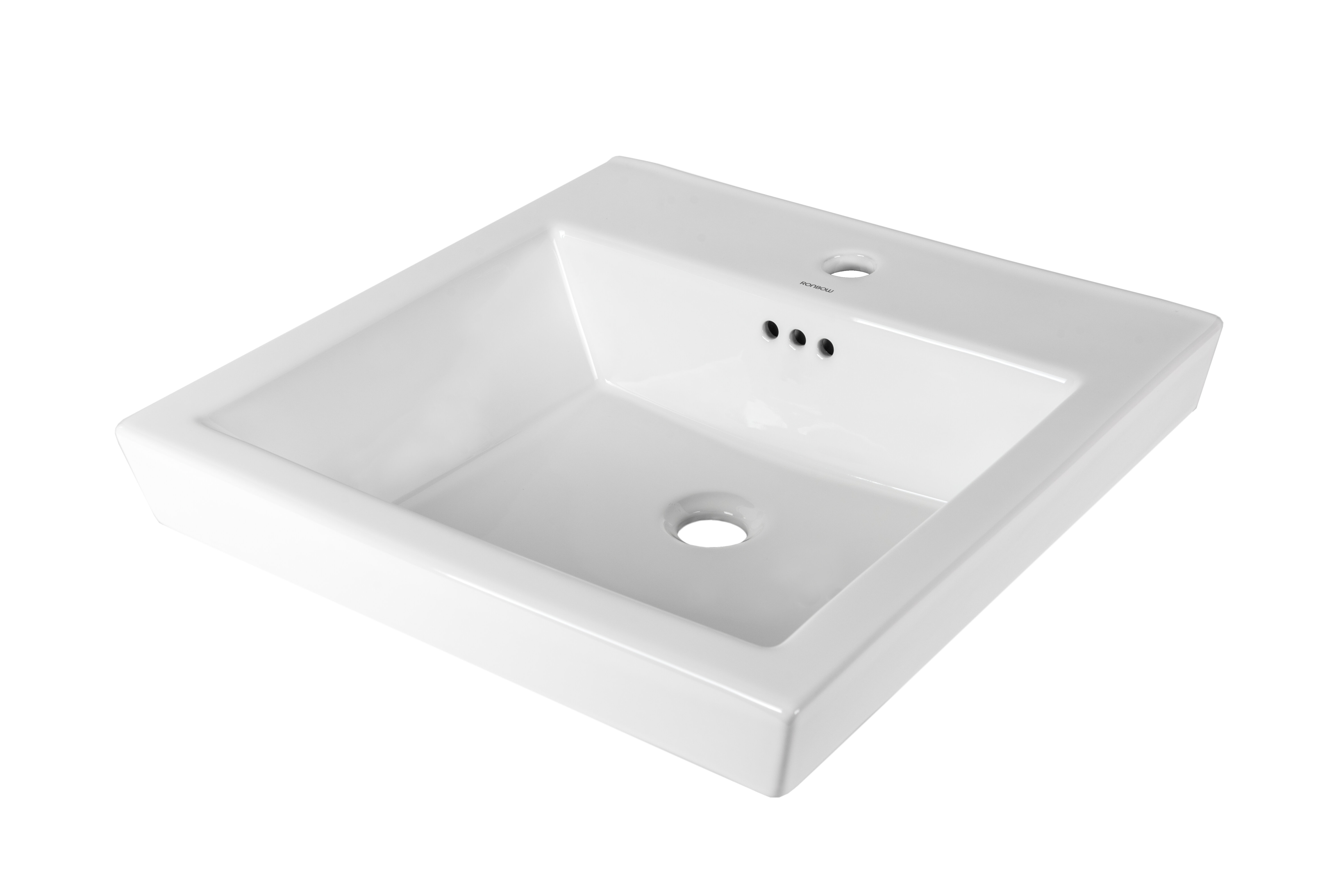 Tapered Ceramic Rectangular Vessel Bathroom Sink With Overflow
