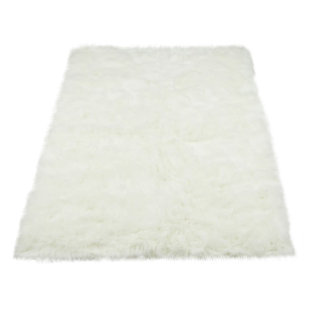 Faux Fur White Area Rugs You Ll Love Wayfair Darnell Faux Fur White Area Rug
