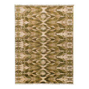 Cosmic Glow Contemporary Hand Woven Green/Cream Area Rug