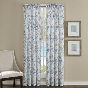 Casablanca Nature/Floral Semi-Sheer Rod Pocket Curtain Panel (Set of 2)