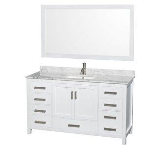 Sheffield 60″ Single White Bathroom Vanity Set with Mirror