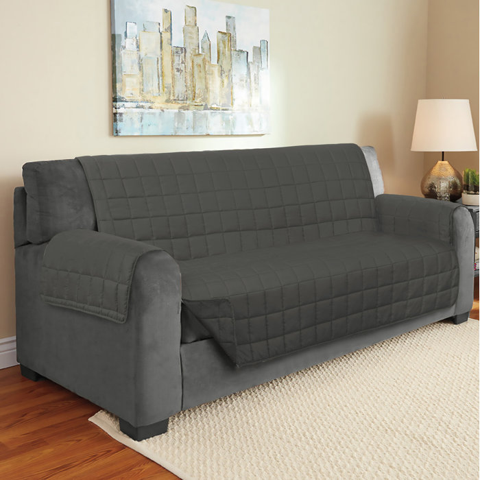 Suede Box Cushion Sofa Slipcover