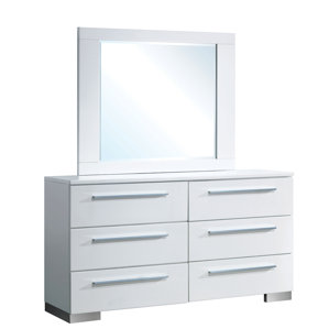 Lambda 6 Drawer Dresser with Mirror by Orren Ellis