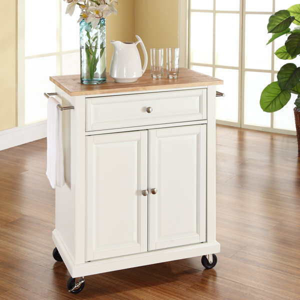 charlton home bexton kitchen cart with wood top & reviews | wayfair charlton home bexton kitchen cart with wood top & reviews | wayfair