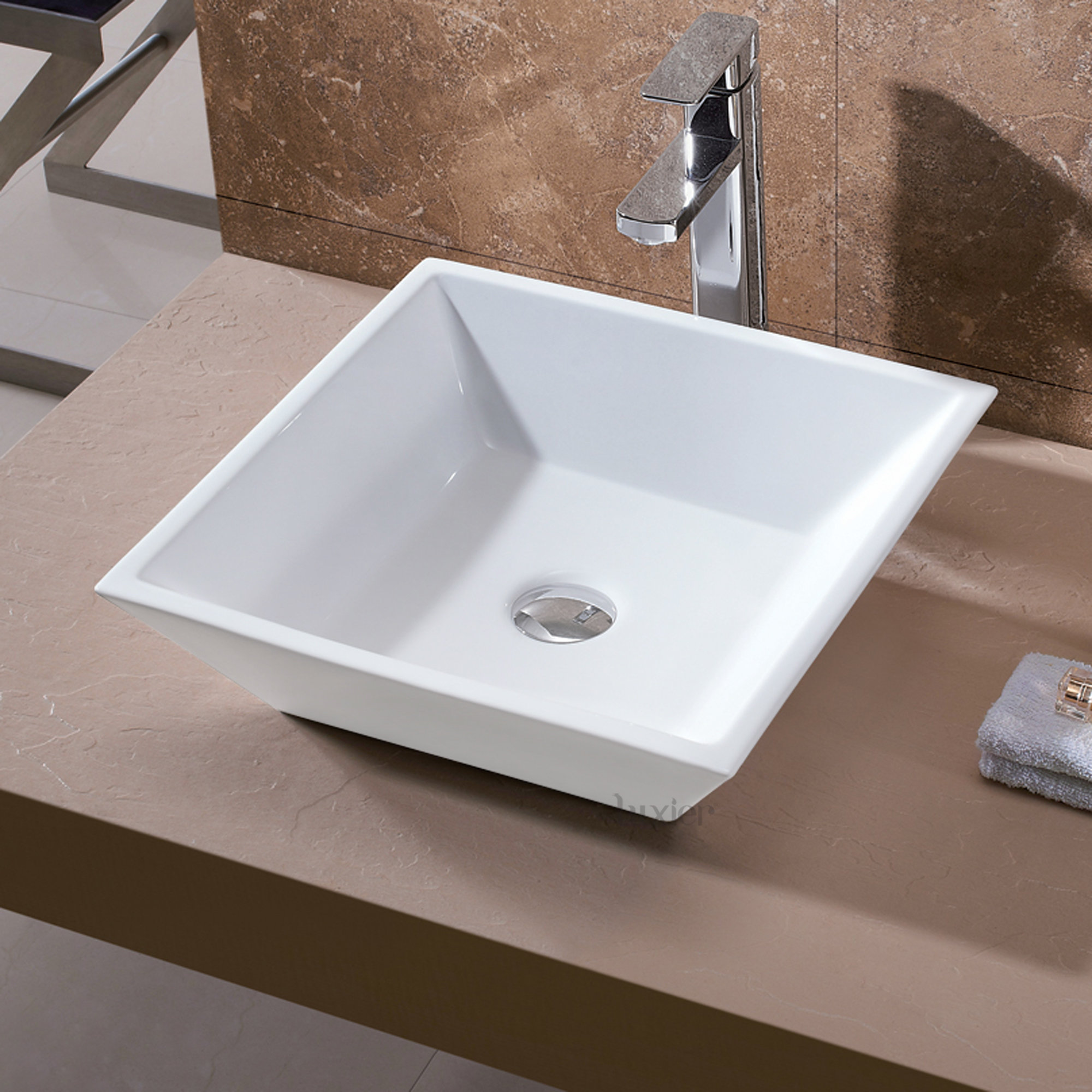 Luxier Ceramic Square Vessel Sink Bathroom Reviews Wayfair
