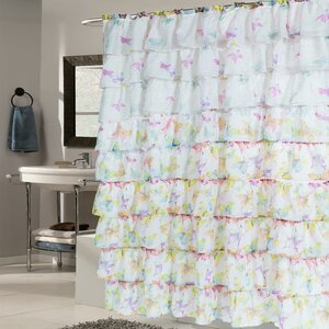 Butterfly Crushed Voile Ruffled Tier Shower Curtain