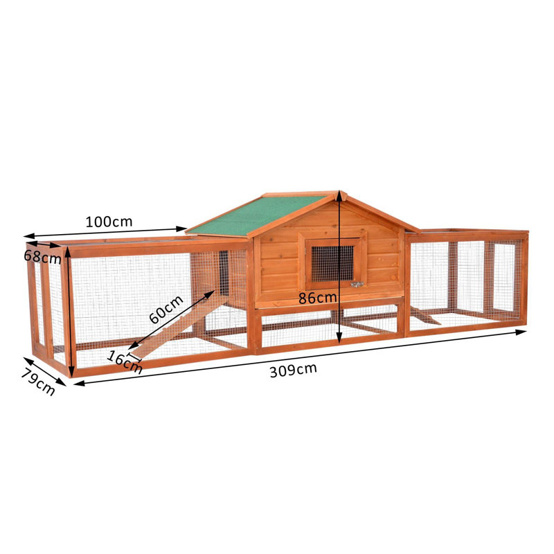 Pawhut Wooden Rabbit Hutch with Ramp and Run Area & Reviews Wayfair.co.uk