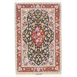 Isfahan Hand-Knotted Wool Navy/Burgundy Area Rug