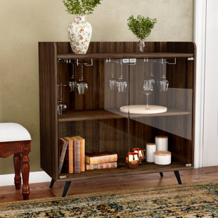 Bar Cabinet With Gl Doors Wayfair Octavio Gl Door Bar Cabinet