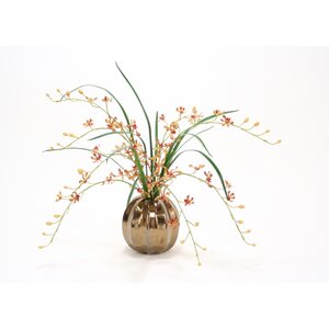 Gold Vanda Orchid Stem in Sphere