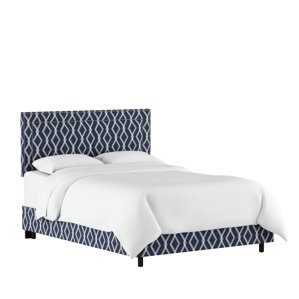 Edford Nail Button Border Crossweave Upholstered Panel Bed by Varick Gallery