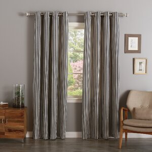 Herringbone Striped Semi-Sheer Grommet Curtain Panels (Set of 2)