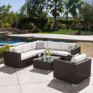 Strawn 7 Piece Sectional Sunbrella Seating Group with Cushions
