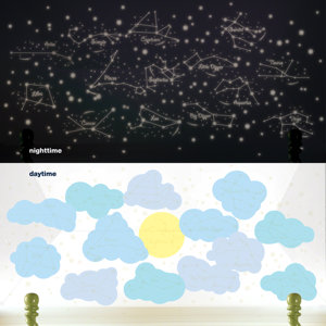 Sunny Day Starry Night Glow in The Dark Wall Decal