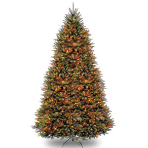 Fir 9′ Hinged Green Artificial Christmas Tree with 900 LED Multicolored Lights
