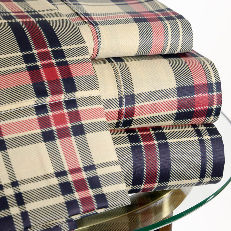 Hotel New York 200 Thread Count Plaid Sheet Set & Reviews Wayfair