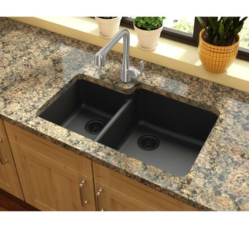 Quartz Classic 33 L X 21 W Double Basin Undermount Kitchen Sink