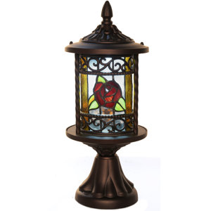 Regal Rose Stained Glass Outdoor 10-Light LED Pier Mount Light