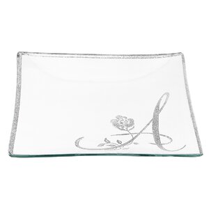 Square Initialed Glass Serving Tray