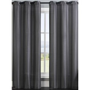 Neville Solid Semi-Sheer Grommet Curtain Panels (Set of 2)