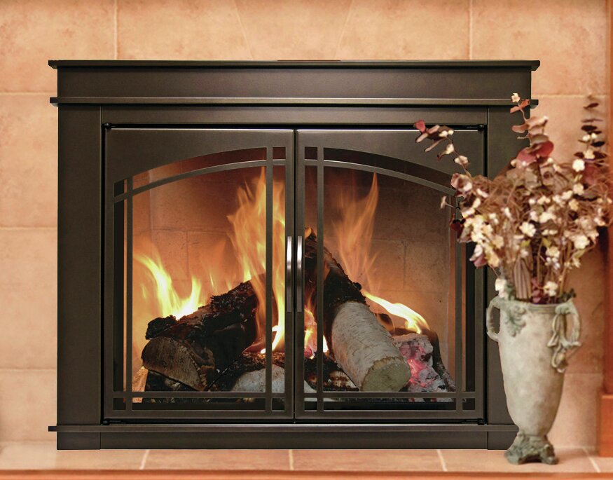 fireplace screens with glass doors