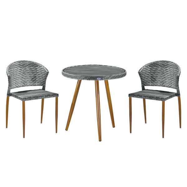 George Oliver Villacorta 3 Piece Rattan Bistro Set Reviews Wayfair