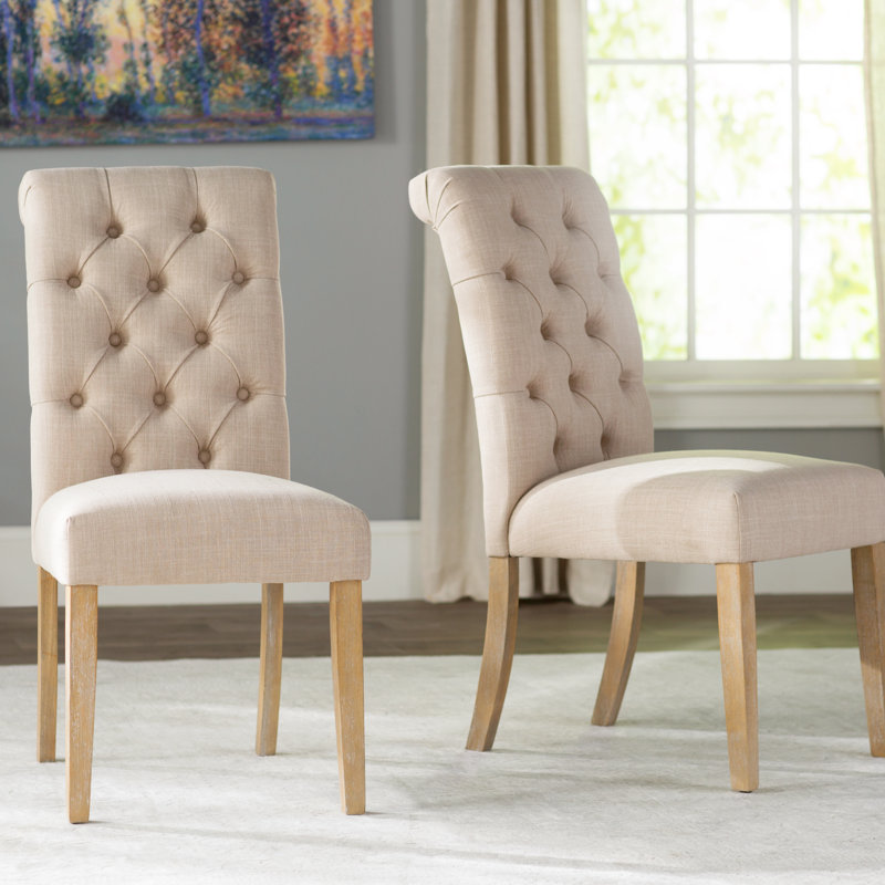 Lark Manor Pompon Upholstered Dining Chair Reviews Wayfair Pompon Upholstered Dining Chair