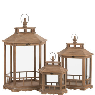 Pavilion 3 Piece Wooden Lantern Set Pavilion 3 Piece Wooden Lantern Set