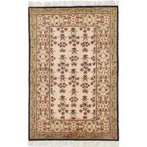 One-of-a-Kind Charleena Hand-Knotted Ivory Area Rug