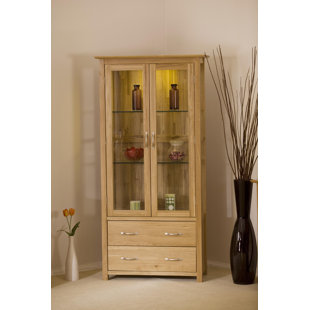 Solid Oak Display Cabinets Wayfair Co Uk Marley Solid Oak Display Cabinet