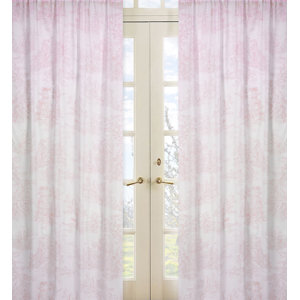 French Toile Toile Semi-Sheer Rod Pocket Curtain Panels (Set of 2)