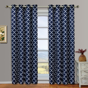 Scheuerman Geometric Blackout Grommet Curtain Panels (Set of 2)